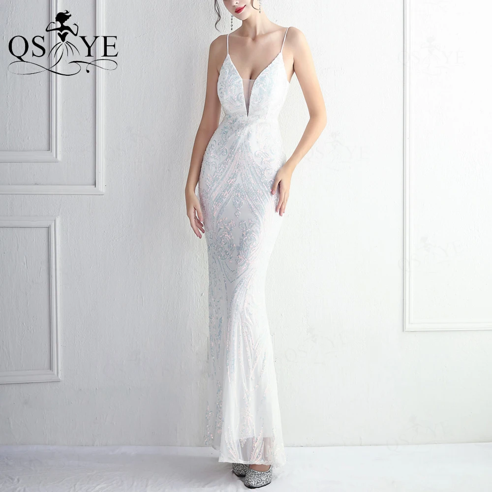 Abiti da sposa bianchi in pizzo con paillettes abito da sposa con paillettes scintillanti spalline con scollo a V motivo floreale abito da sposa da sposa