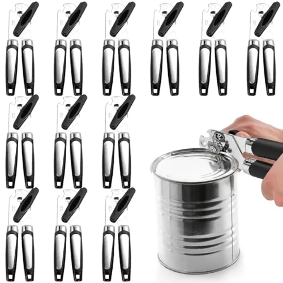 

12 Pcs Can Opener Manual Multifunctional Tin and Can Opener Smooth Edge with Sharp Blade Hand Held Soft Grip Handle Bottle Open