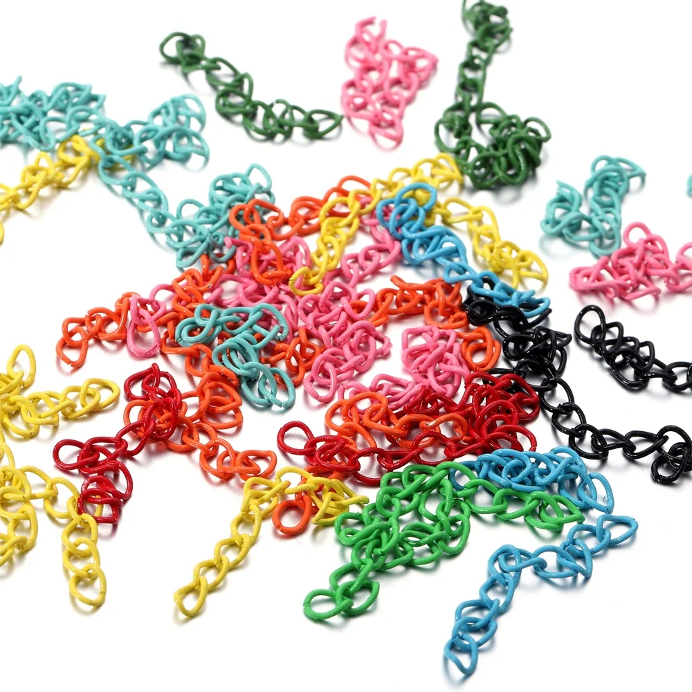 30 Stück 5 cm bunte Halsketten-Verlängerungsketten, Verlängerungsketten für DIY-Armbänder, Schmuckherstellung, Zubehör im Großhandel – Detail 5