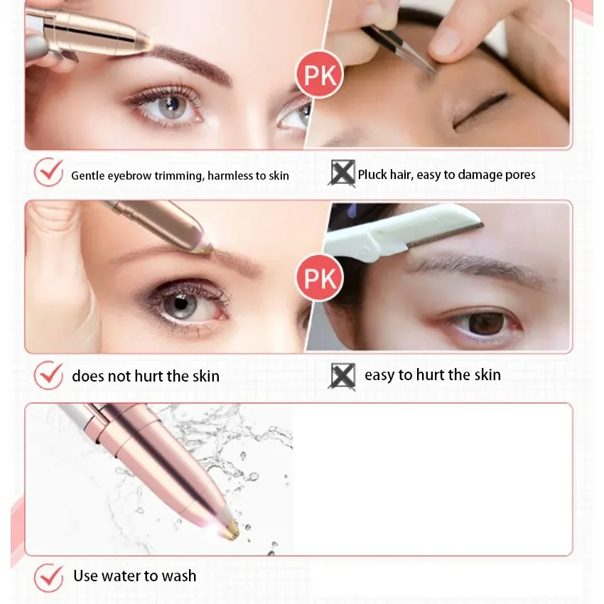 Smart Electric Eyebrow Trimmer Pen Implement Man Woman Clean Ladies' Shaver Automatic Razor Epilator Beauty Hair Removal Trimmer
