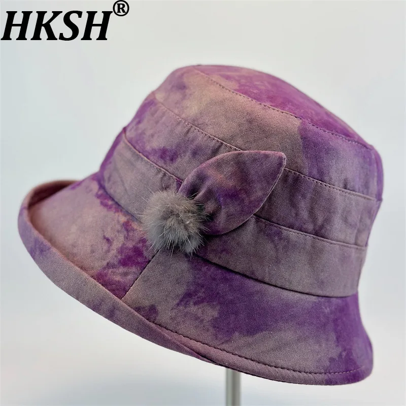 

HKSH осенние новые женские панамы контрастного цвета в стиле пэчворк солнцезащитный козырек с загнутыми полями универсальная элегантная темпераментная повседневная кепка HK11289