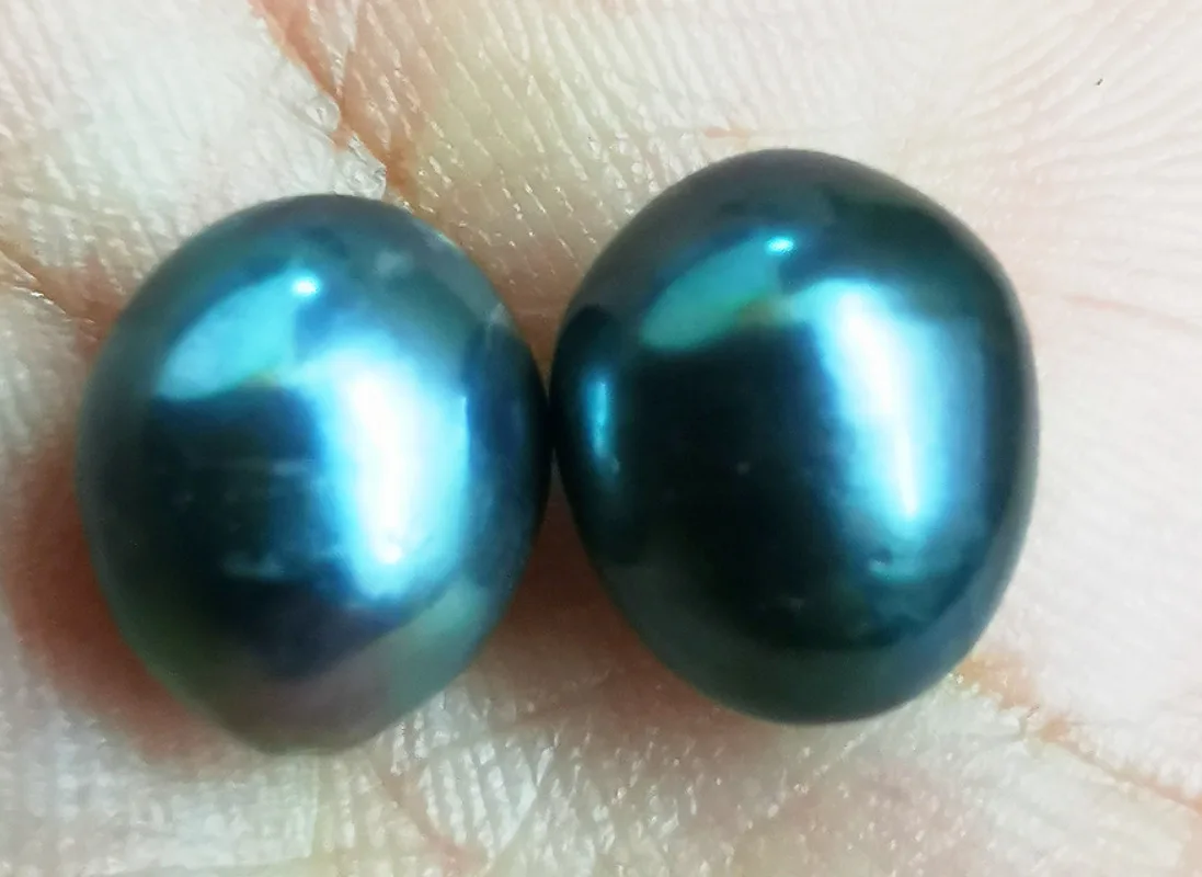 Pair of  7x9mm Natural South Sea Genuine Drop Loose Pearl Half Drilled 13669 Jewelry