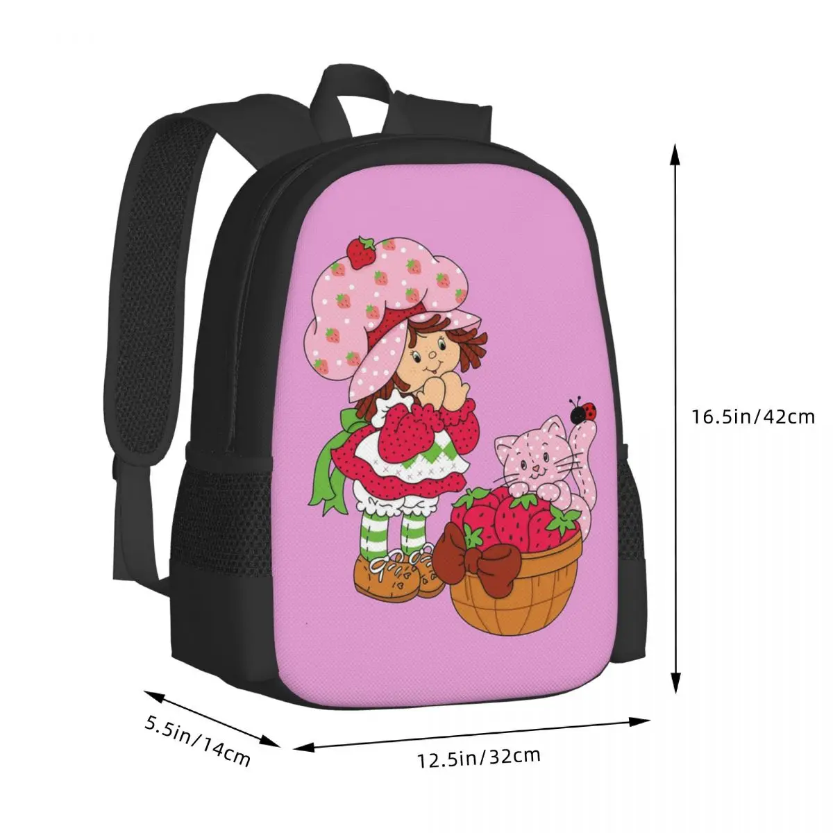 Strawberry Shortcake Student Backpack School Bag Hiking Travel Daypack for Boys Girls Fashion Bookbag Shoulder Bags