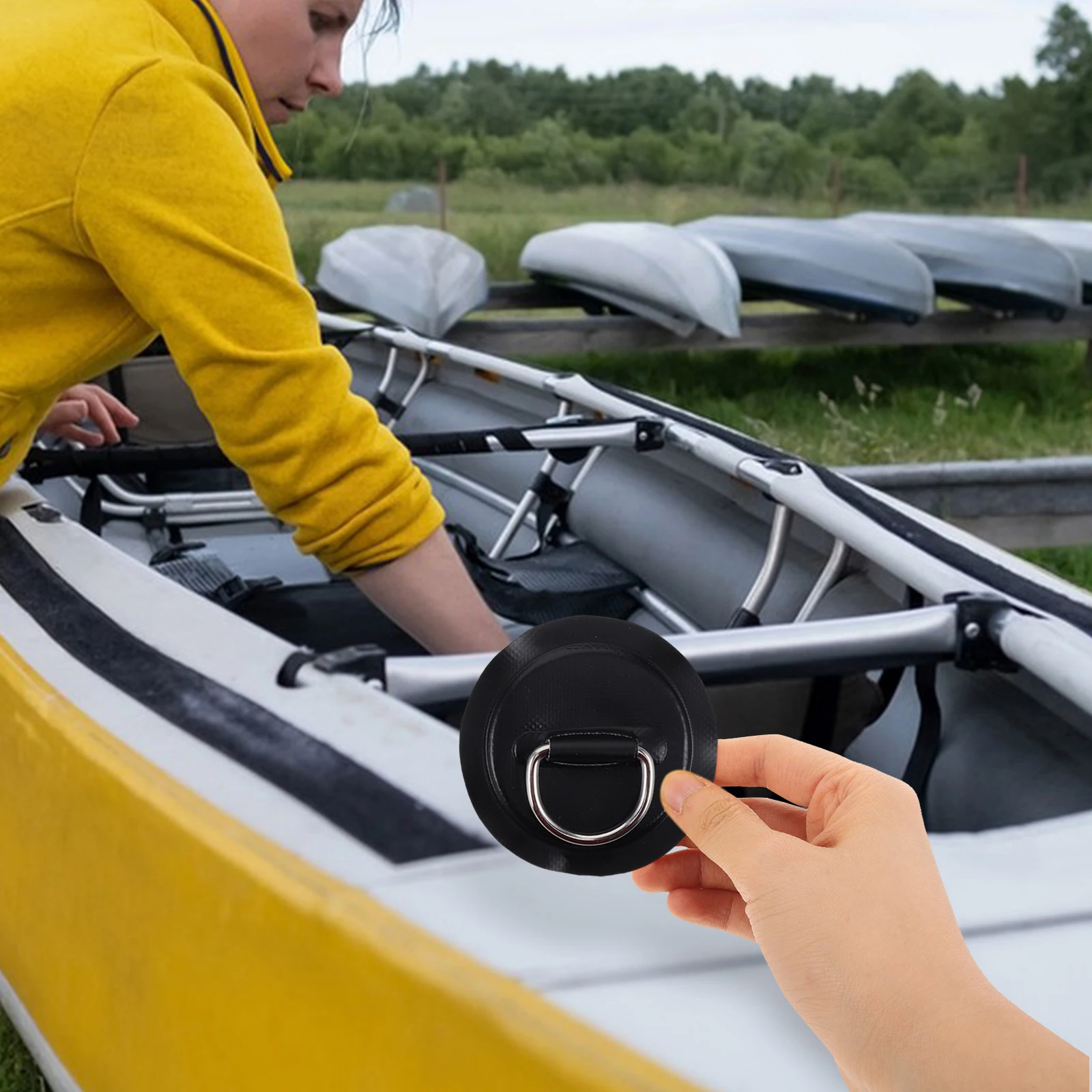 

4 Pcs Kayak Patch Deck Ring for Kayaks Inflatable Boat D‑ring Pad Rings Paddle Boards