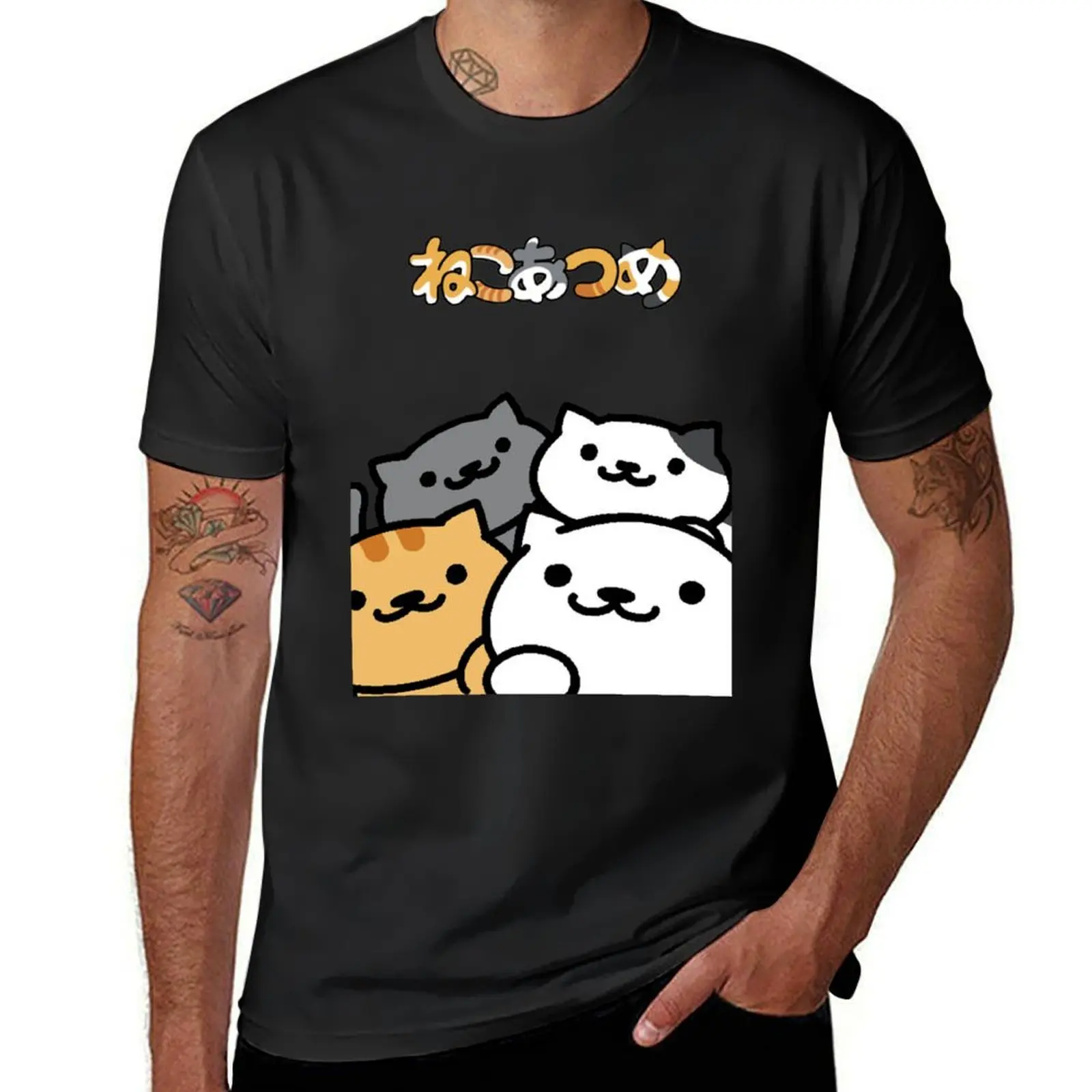 

Neko Atsume Team T-Shirt anime funnys summer tops mens cotton t shirts