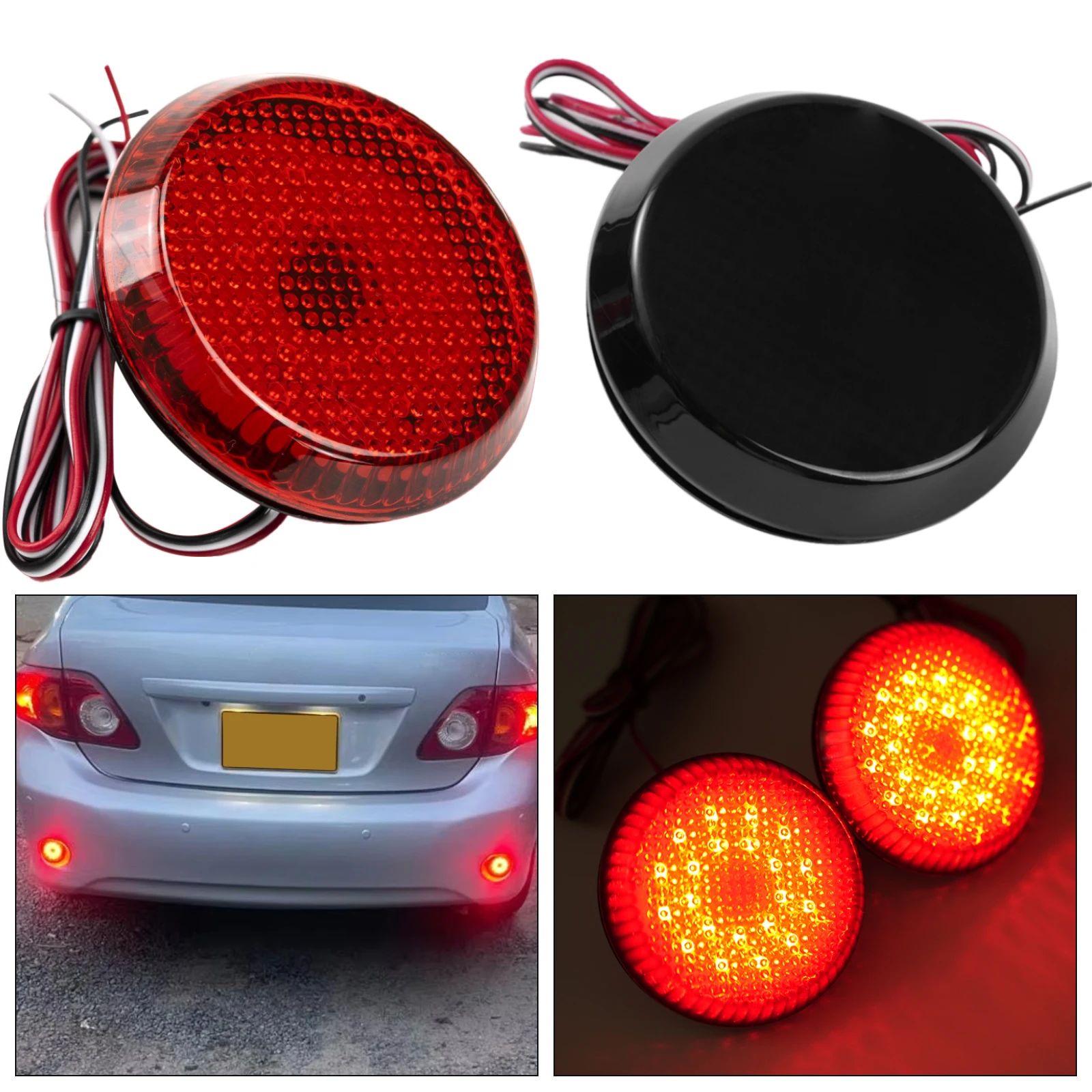 2x Round LED Car Tail Lamps Brake Stop Light Rear Bumper Reflector For Nissan Qashqai X-Trail Pathfinder Corolla For Scion iQ xB