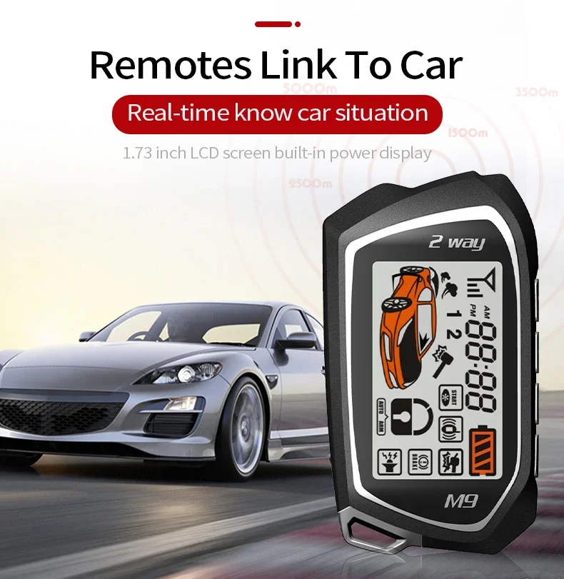 Two-Way Smart Start Remote Control Car Security System With Alarm Engine Starter Ignition Control Functions