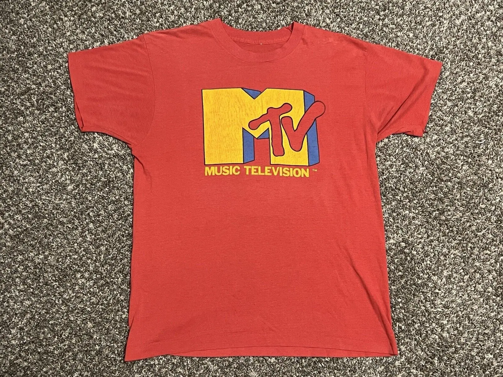 Винтажная промо-футболка Mtv Tv, красная, редкий размер, большой размер, 21x28 1980s