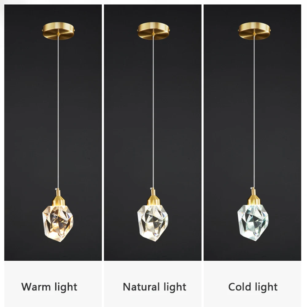 HD Luxury Pendant Lights For Dining Living Room Bedroom Bedside Kitchen Cafe Bar Indoor Decor LED Crystal Hanging Ceiling Lamps