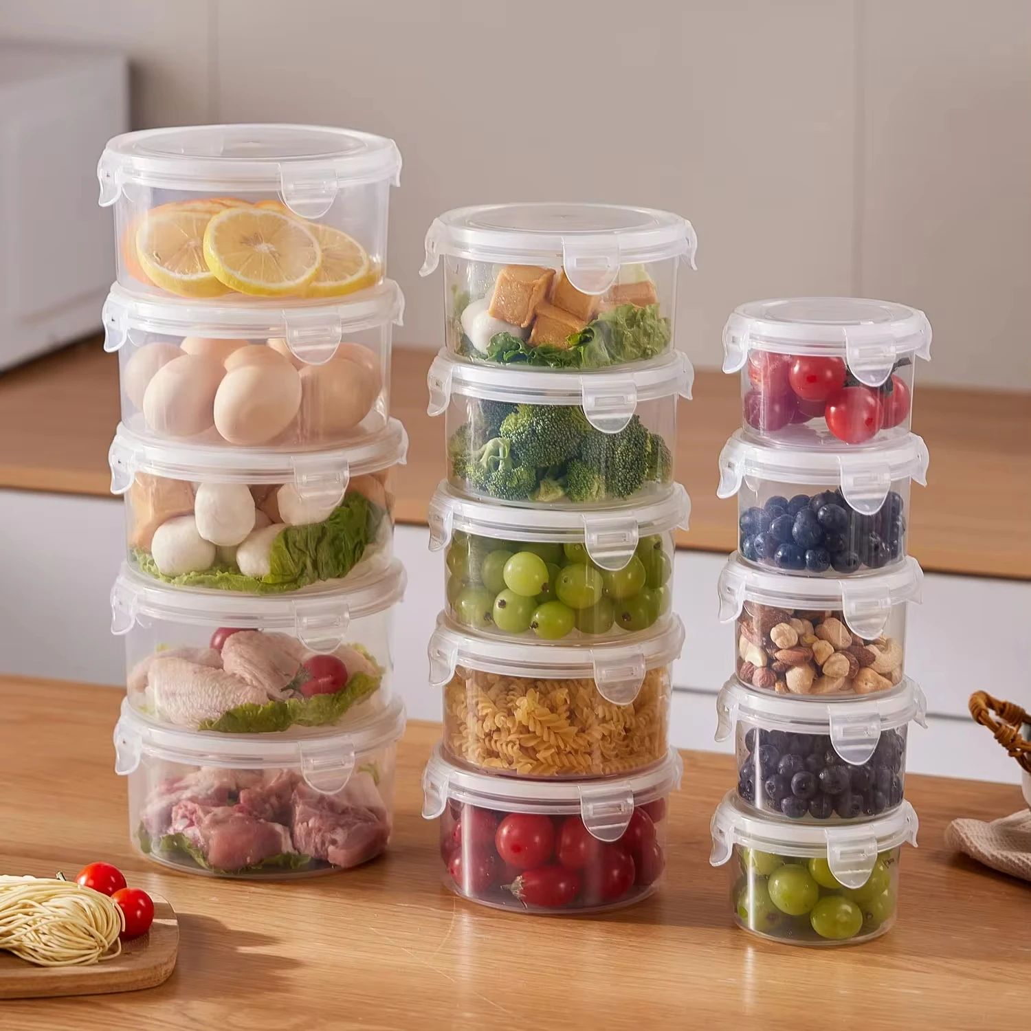 LDECO Leakproof Kitchen Container Set, Food Containers with Lids, Easy Snap Lock Seal, 15pcs Picnic Container Set