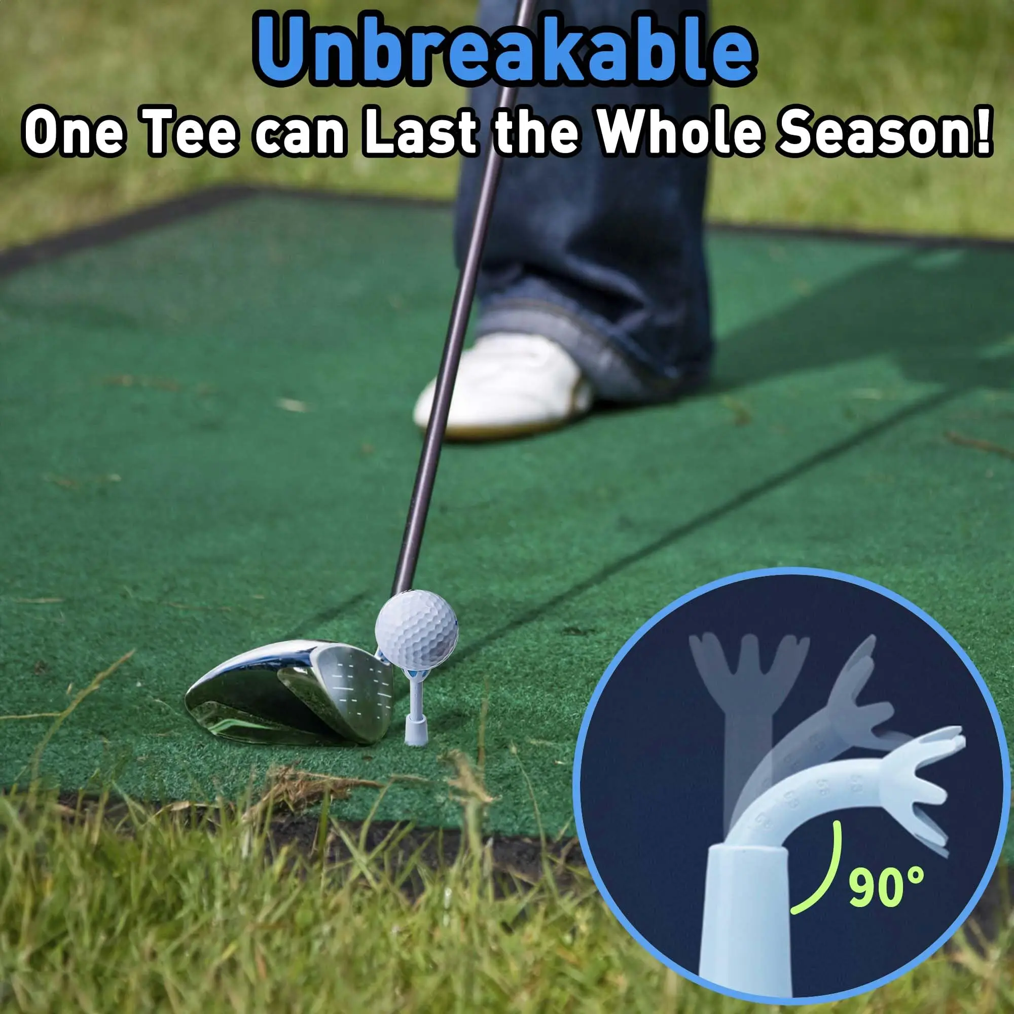 Adjustable Golf Tees - Essential Accessories for Men, Unbreakable & Durable - No Need to Repeatedly Pick Up (2/4 Pack White)