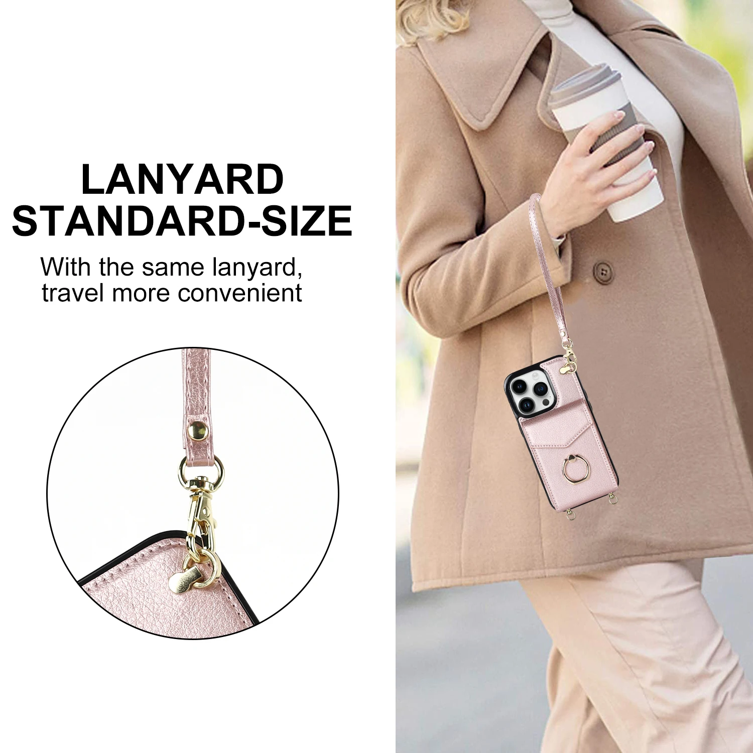 Ring Stand Crossbody Lanyard Leather Case For iPhone 16 15 14 13 12 11 Pro XS X 7 8 Plus RFID Blocking Organ Cards Holder Cover