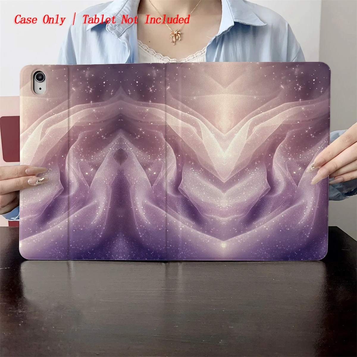 

2025 White and Purple Streamlined Pattern Print-Suitable for multiple Apple tablet computer cases such as iPad/iPad pro/iPad air