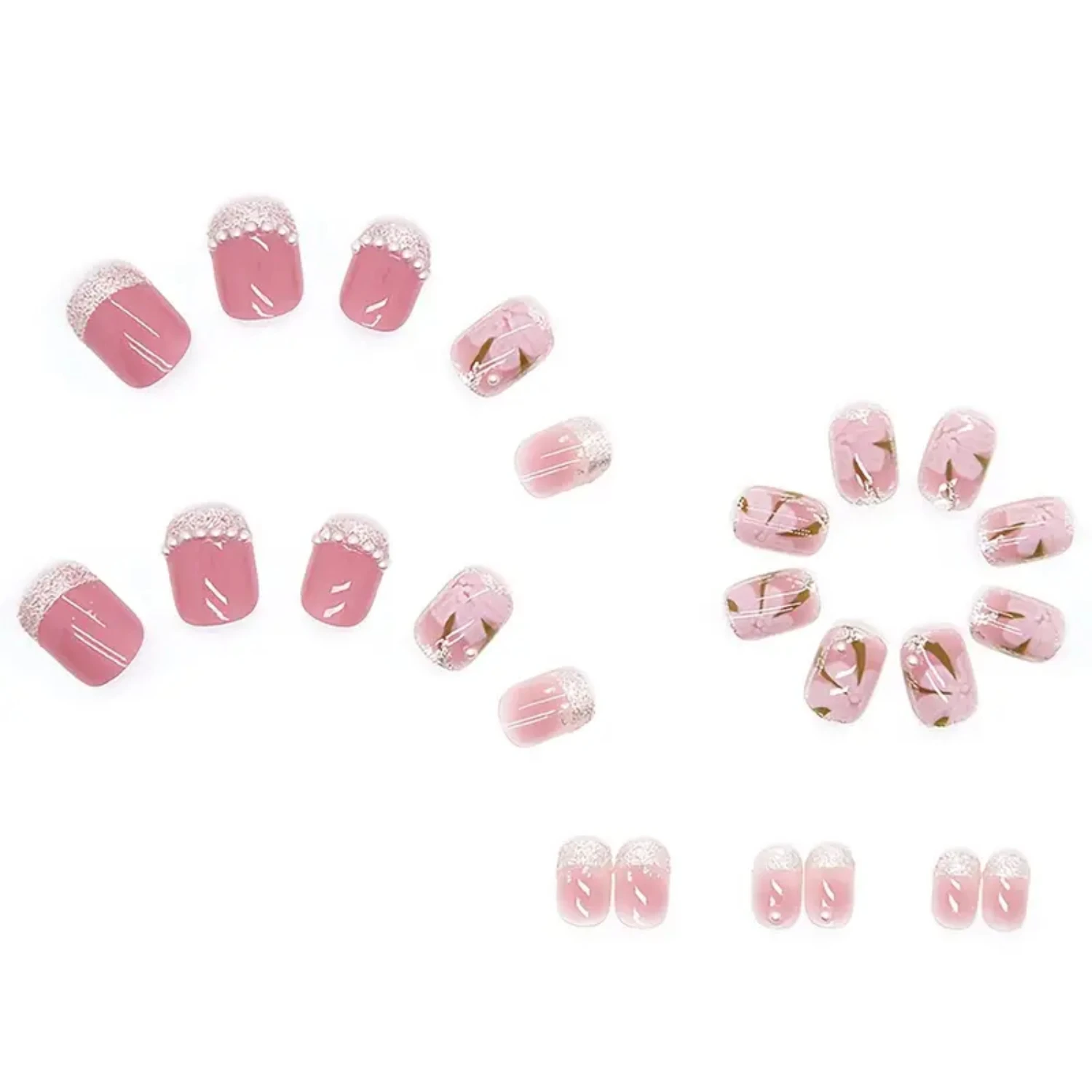 Stunning DIY Manicure Set - Beautiful 24 Floral Camellia Fake Nails Included for Phototherapy, with Easy-to-Use Glue - Achieve a