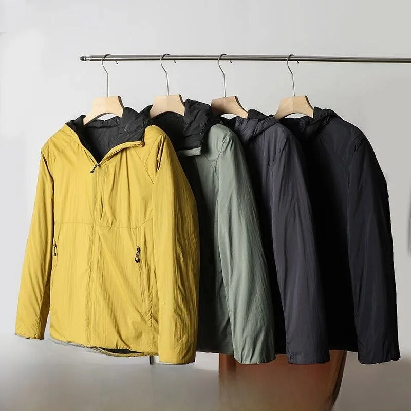 

Functional Series Men's Lightweight aphene Warm Windproof Jaet Coat Trendy Cotton Clothes Stand Fit Long Sve Hooded