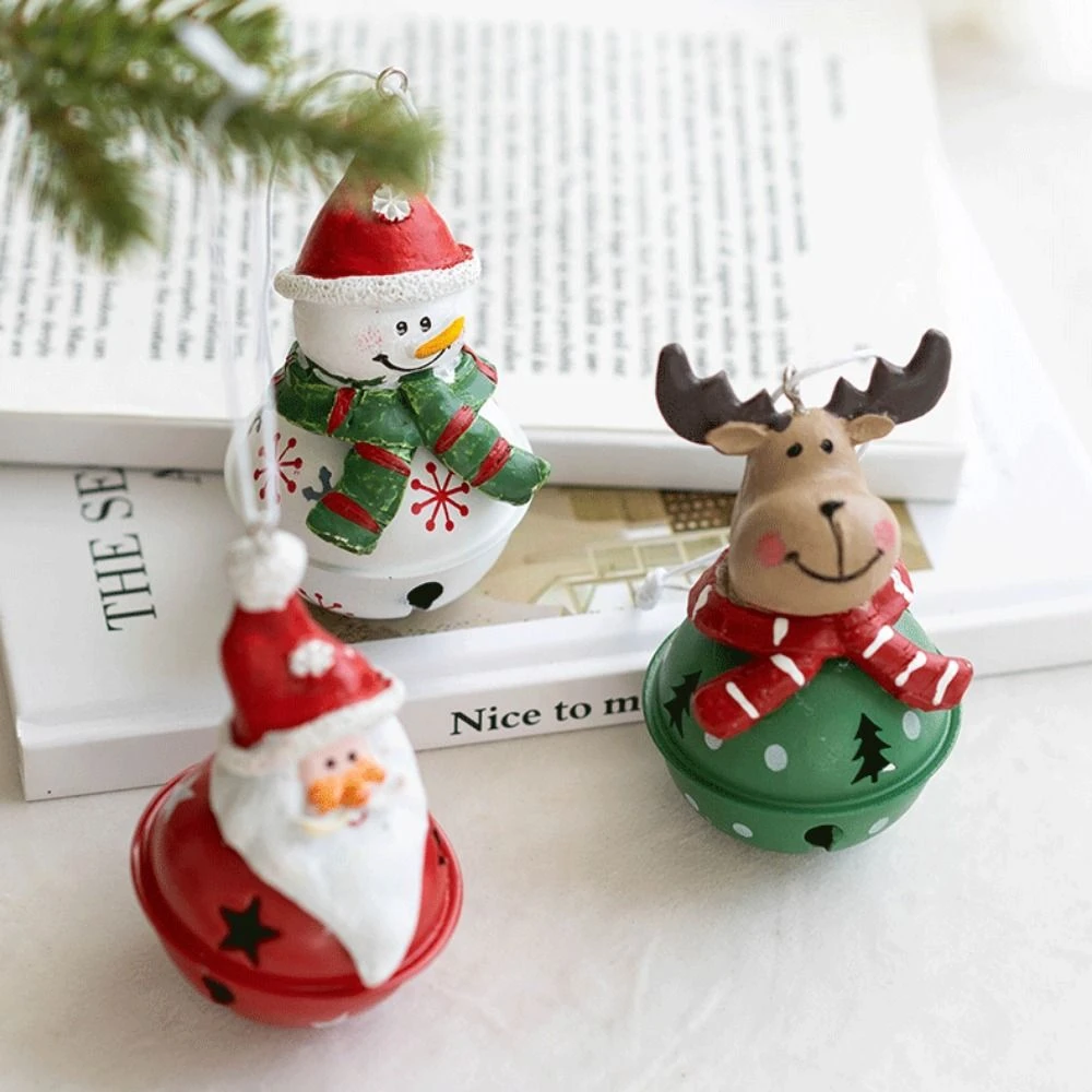 

Cute Christmas Santa Bell Pendant Santa Claus/Snowman/Elk Resin/Iron Snowman Christmas Tree Pendant Hanging Xmas Tree Pendant