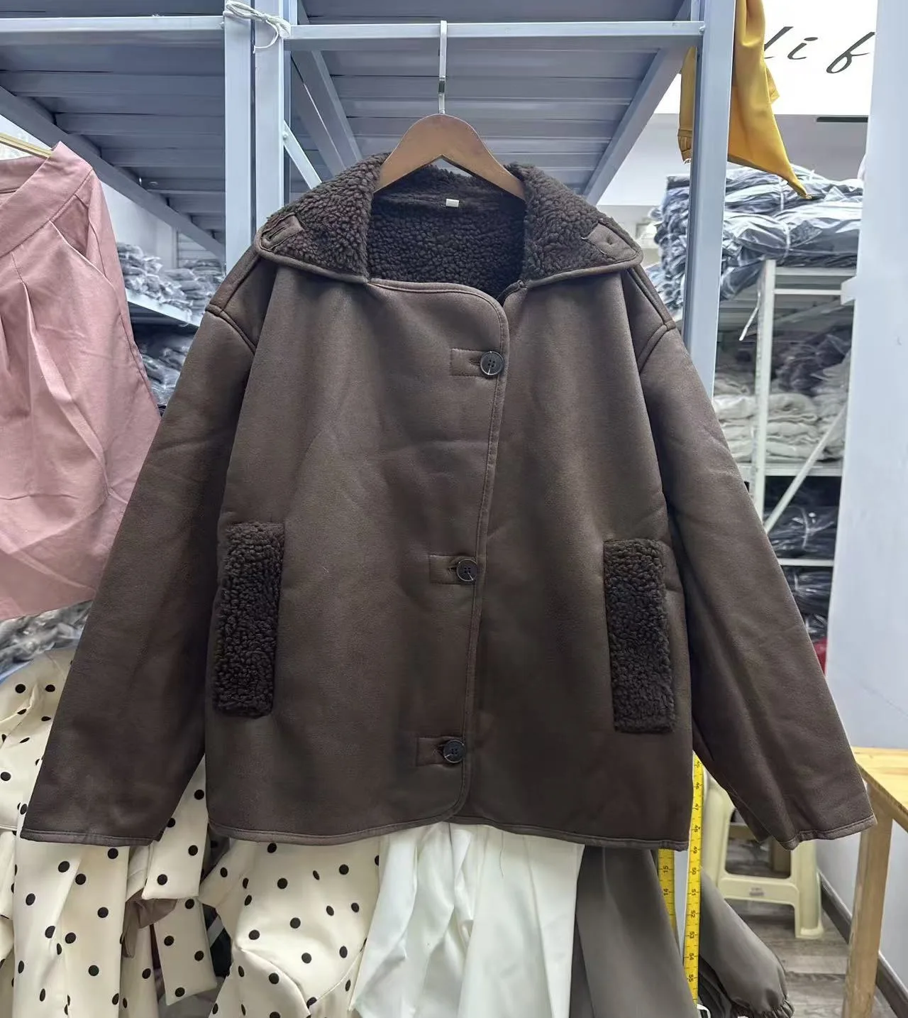 2026 Autumn/Winter New Women's Down Cotton Jacket Commuter Oversized Fur One Piece Lamb Wool Cotton Jacket