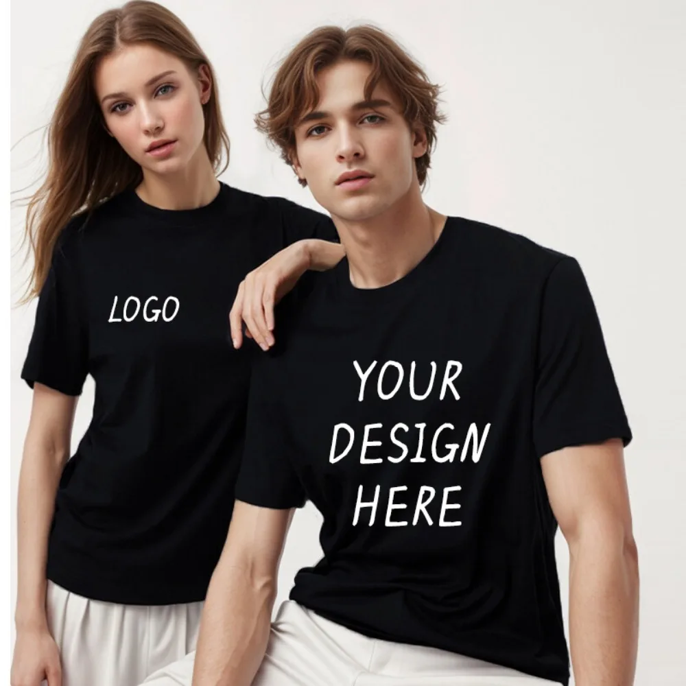 100% Pure Cotton Round Neck Solid Color Short Sleeved Shirt, Free to Add Your Own Design Soft Casual T-shirt, Customized T-shirt