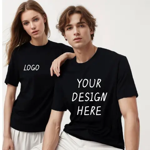 100% Pure Cotton Round Neck Solid Color Short Sleeved Shirt, Free to Add Your Own Design Soft Casual T-shirt, Customized T-shirt