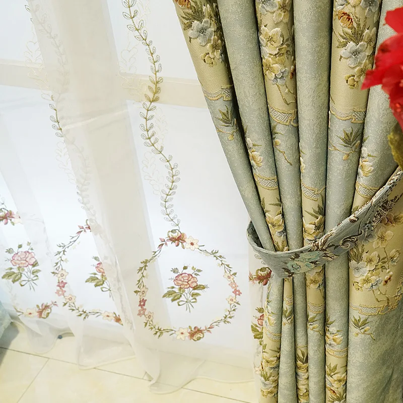 

Curtains for Living Dining Room Bedroom European Style High Precision Relief Jacquard High-end Atmospheric Tulle Custom