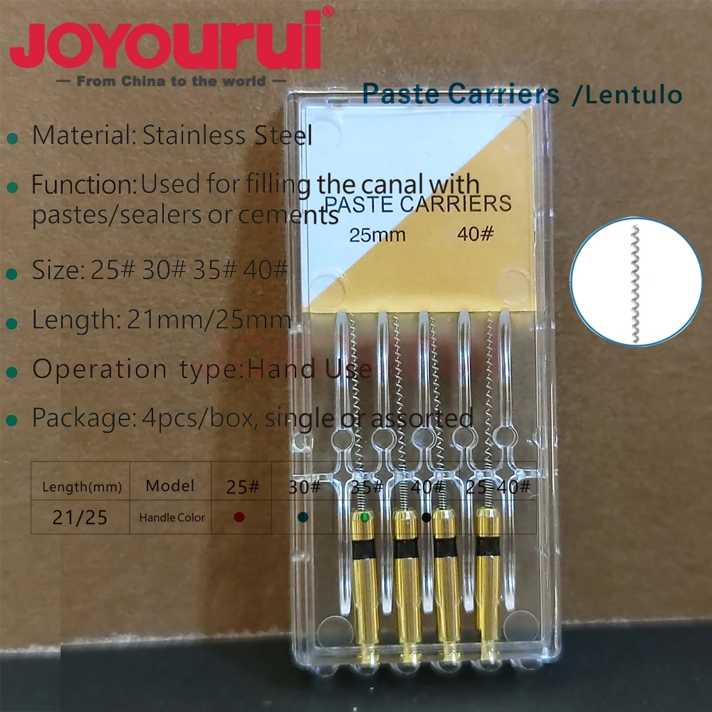 4pcs/Box 21/25mm Dental Lentulo Paste Carriers Endodontic Reamers Drill Burs Endo Files Dentist Materials Instruments Endodoncia