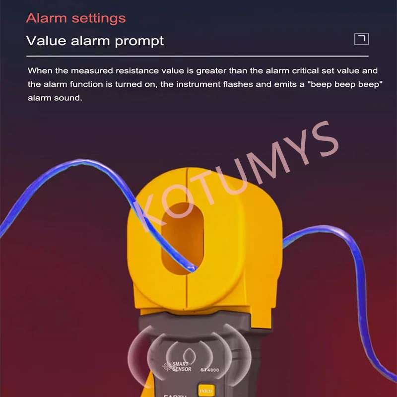 Digital LCD braçadeira terra resistência medidor, terra testador, armazenamento de dados, 0.01 ~ 500 Ω gama, ST4100