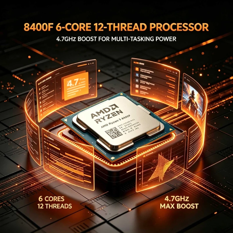 Bild 5: AMD Ryzen 5 8400F Desktop-CPU 6 Kerne 12 Threads 4,7GHz Max Boost 4nm TSMC AM5 DDR5 Ohne IGPU Gaming- und Büro-Prozessor
