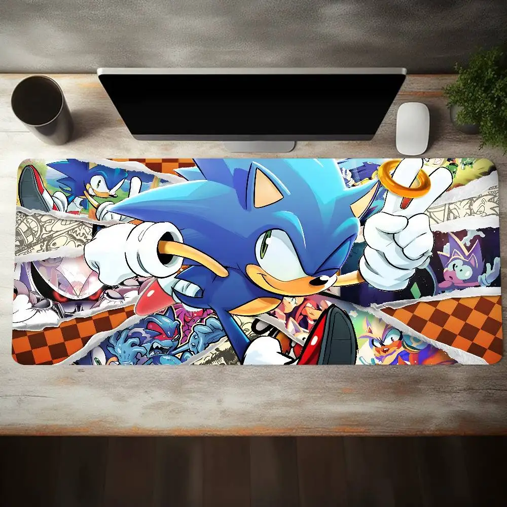Cartoon Games Anime S-Sonic Mouse Pad Large Gaming Keyboard Mat LockEdge Rubber Computer Office Accessories