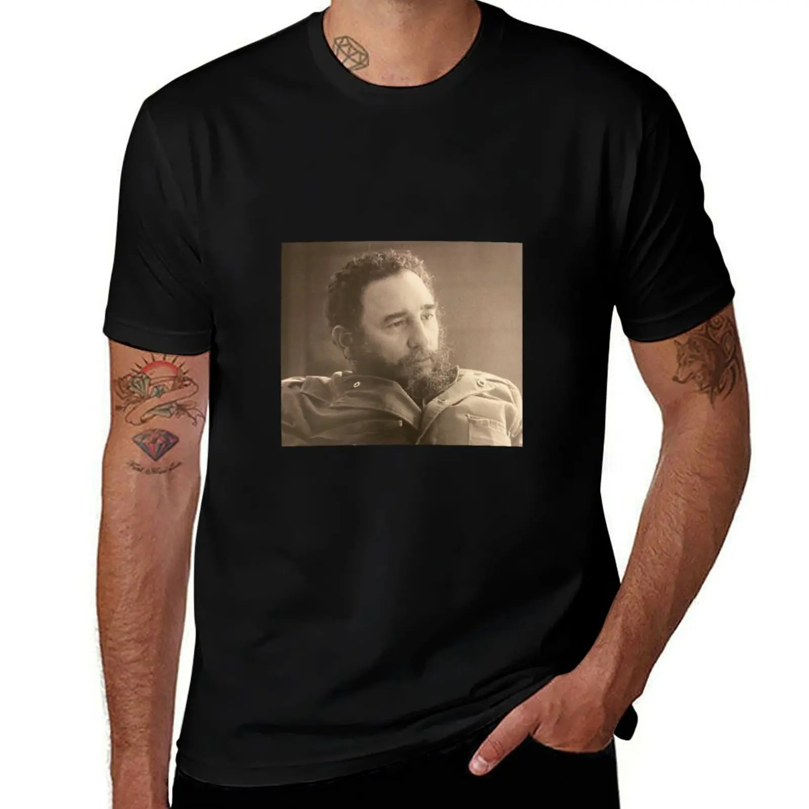 Fidel in Thought T-Shirt Big Size Crew Neck T-Shirt