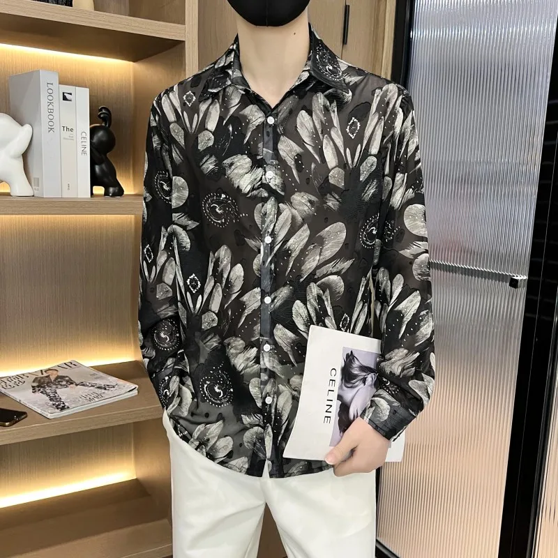 Men's Streetwear Blouse Autumn Mens Clothing Male Casual Shirt Fashion Shirt Spring Winter Streetdress Popular Elegant Hombre