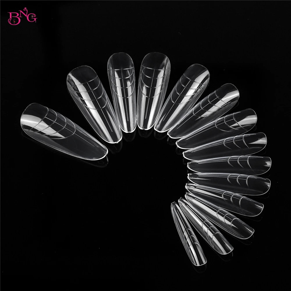 BNG 140 stuks dubbele nagelvormen voor poly nagelgel klassieke amandel nagelvormen voor bouwer gel poly extension gel nail art design salon