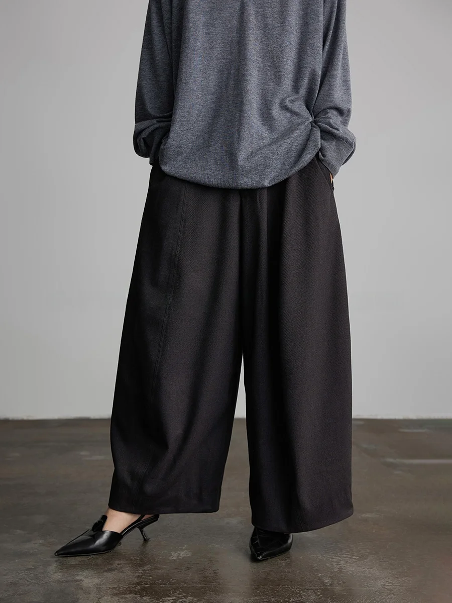 

Deep Color Wide Leg Pants Women's Spring Summer Straight Cut Trousers Casual Pants Commute Sle Nine Points Knife