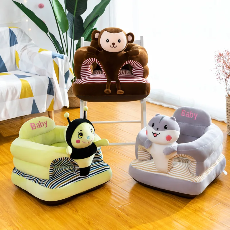 Juste de canapé en cuir de dessin animé mignon, siège bébé, chaise d\'étude assise, housse lavable avec fermeture éclair, pas de remplissage en coton