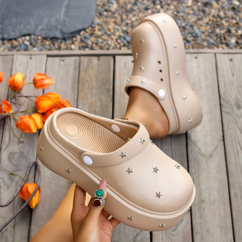 Neue Sommer-Mode EVA-Sandalen für Damen, höhenverstellbare, rutschfeste Strandsandalen, bequeme, geschlossene Slip-on-Damenpantoffeln
