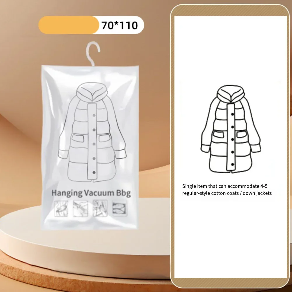Perfect For Travel Hanging Vacuum Bags Double Zipper Vacuum Bags Long-term Clothing Protection Turbo Valve Design
