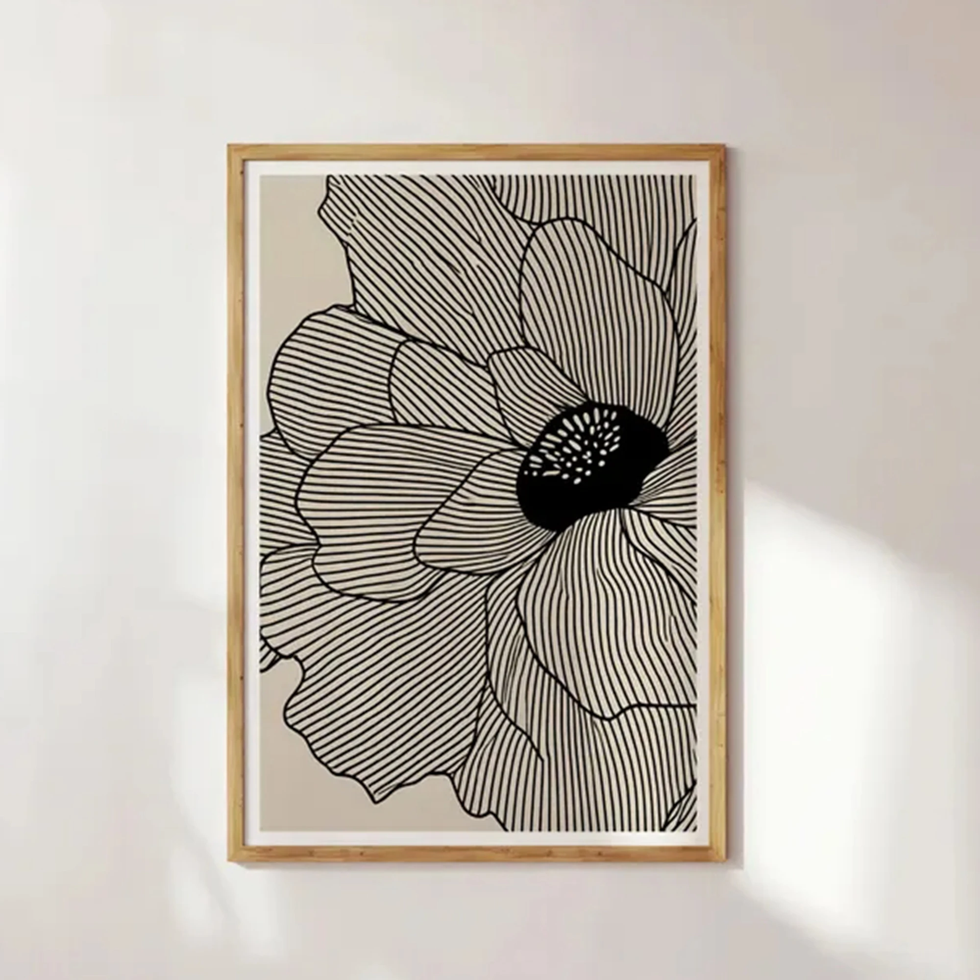 Modern Minimalist Line Drawing Flower Botanical Wall Art Print Canvas Painting Poster Picture For Bedroom,Living Room Home Decor