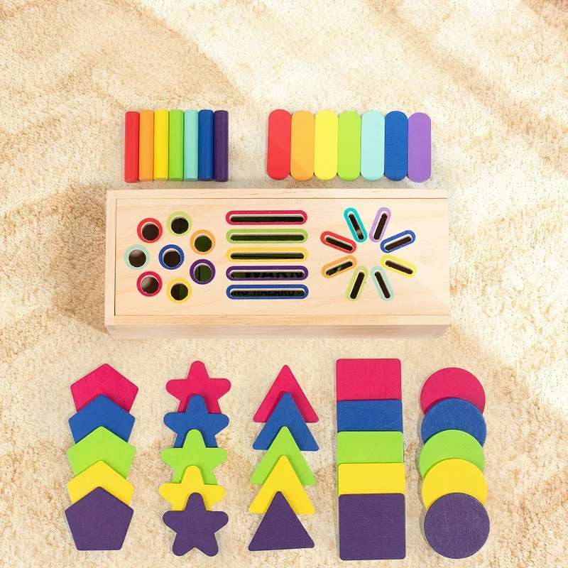 Wooden Matching Toys Montessori Color Sorting Stick Balance Toy Fine Motor Skills Math Learning Educational Kids gallery 1