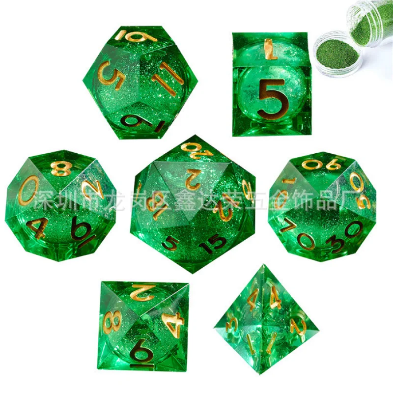 SOURCE Manufacturer Sharp Angle Liquid Quicksand Resin Dice Suit Sharp Dice Multi-Sided DiceDNDRunning Sieve