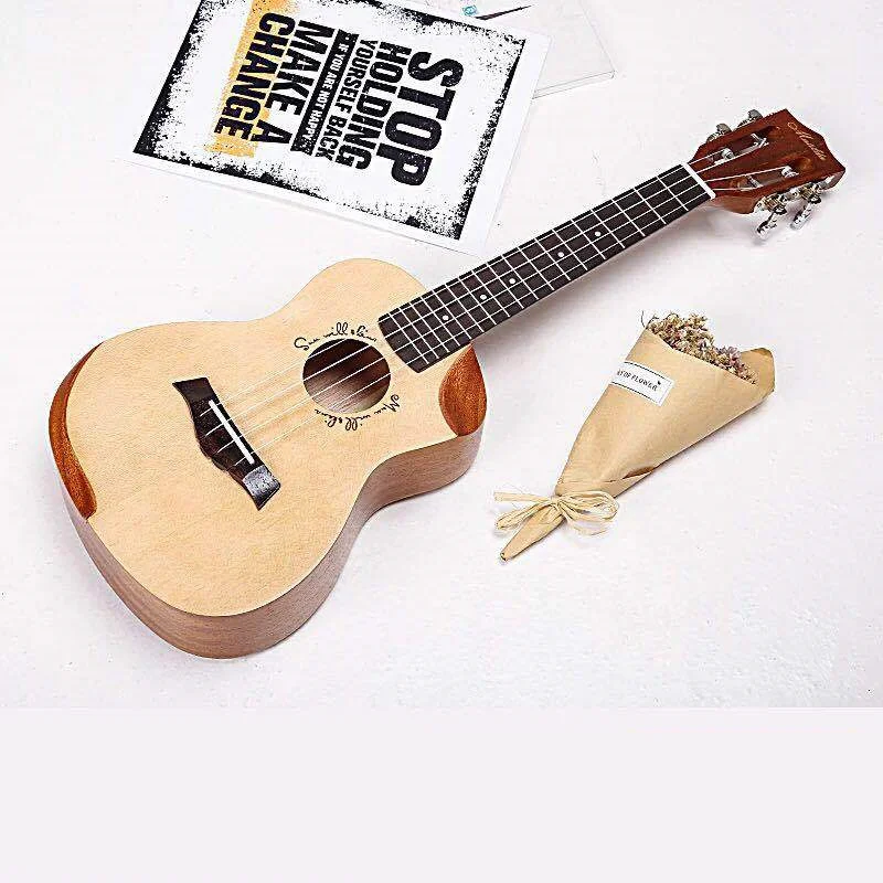 Ukulele 23 Inches All Mahogany Mini Electri Concert Acoustic Guitars 4 Strings Ukelele Install Pickup Travel Guitar Spruce