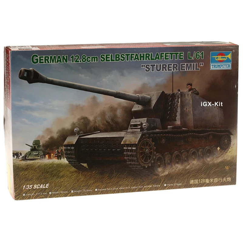 

Trumpeter 00350 1/35 German 12.8cm Tank Destroyer L/61 Sturer Emil Children Military Toy Plastic Assembly Building Model Kit