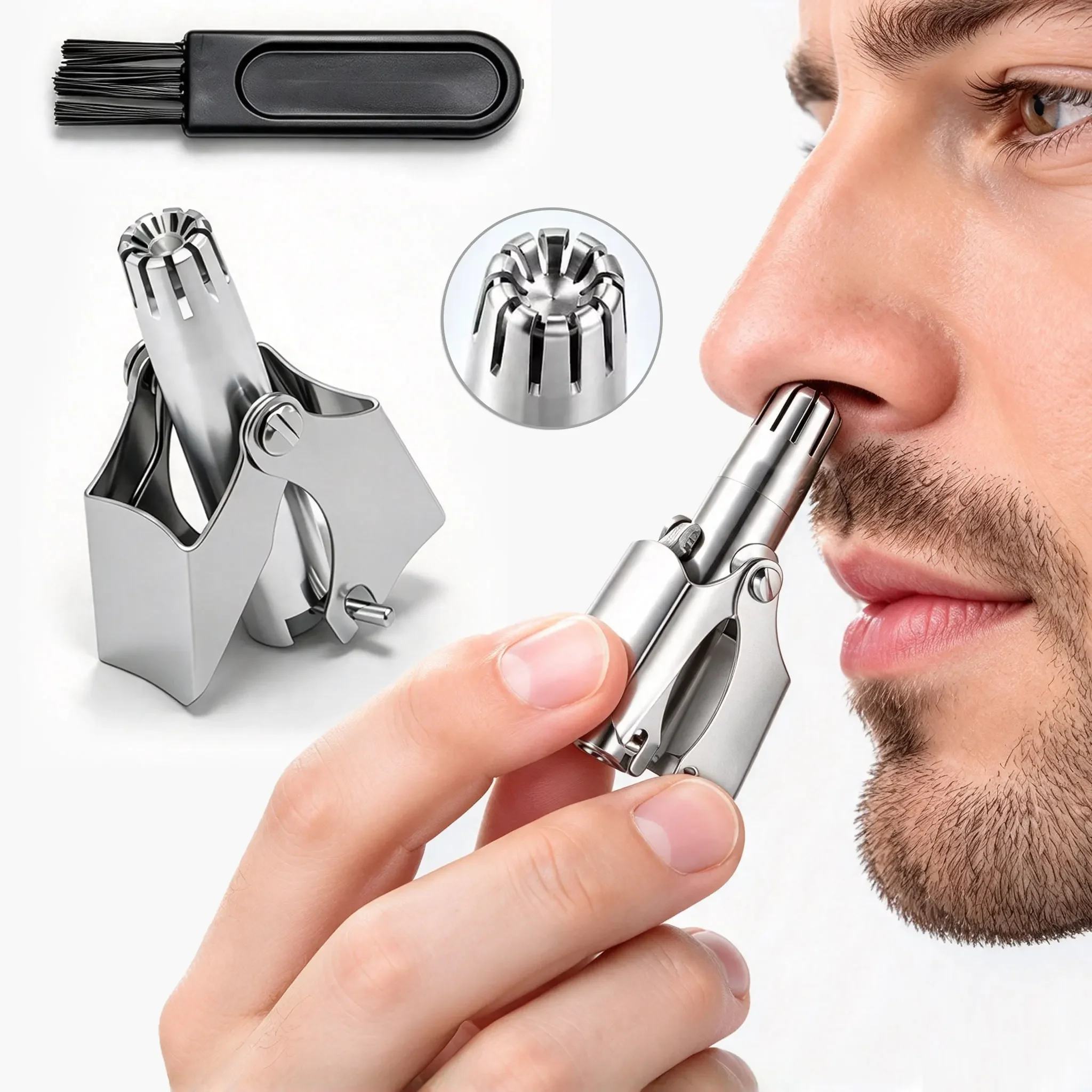 1/2/3/5pcs Manual Nose Hair Trimmer Portable Handheld Facial Hair Grooming Tool Easy Clean Compact Home Travel Personal Care