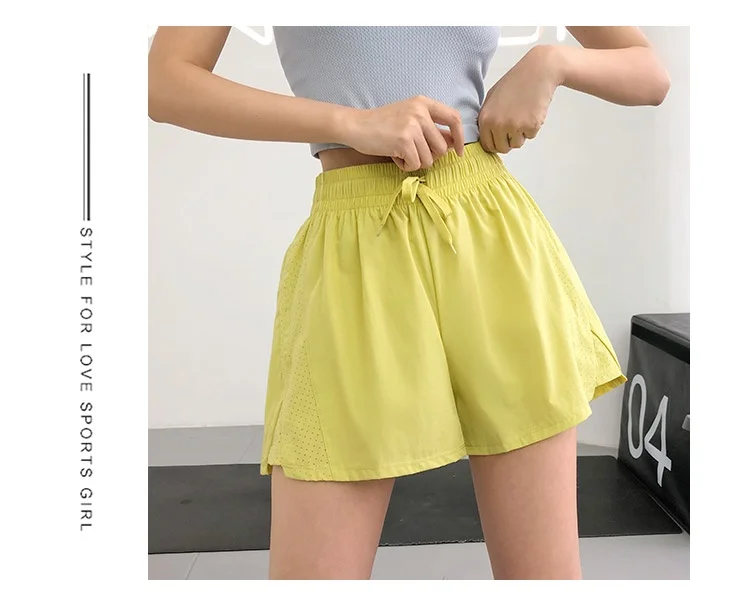 Hochgeschnittene, schnelltrocknende Sportshorts für den Sommer, Sportbekleidung, Fitness- und Yoga-Kleidung, Damen-Lauf- und Radfahrshorts, Workout-Kleidung – Detail 9