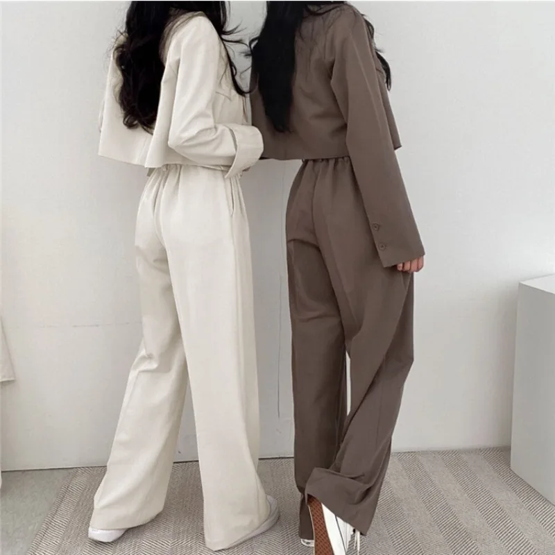 Small Suit Jacket Women Short Coat Temperament Commuting Set Spring Autumn Elegant Suit Chic Pants Suits Office Blazer Femme