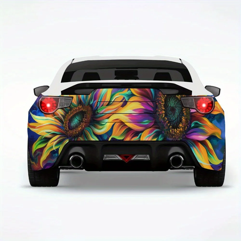 

Фэнтезийное искусство подсолнуха, виниловая наклейка на заднюю часть автомобиля, водонепроницаемые самоклеящиеся виниловые наклейки для хвоста и бампера автомобиля, украшение