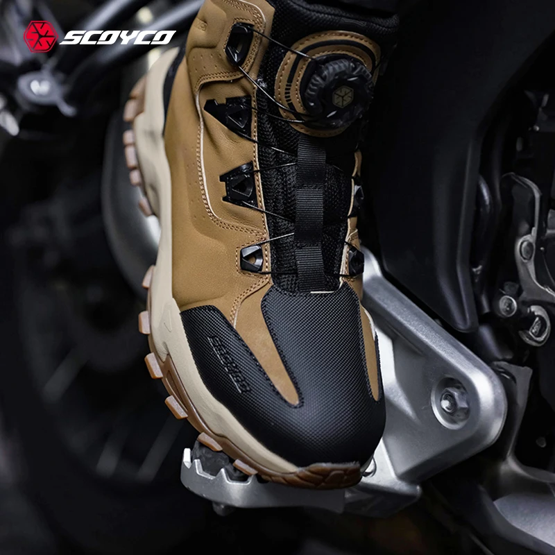 SCOYCO Motorcycle Boot Men Microfiber Leather Waterproof Motocross