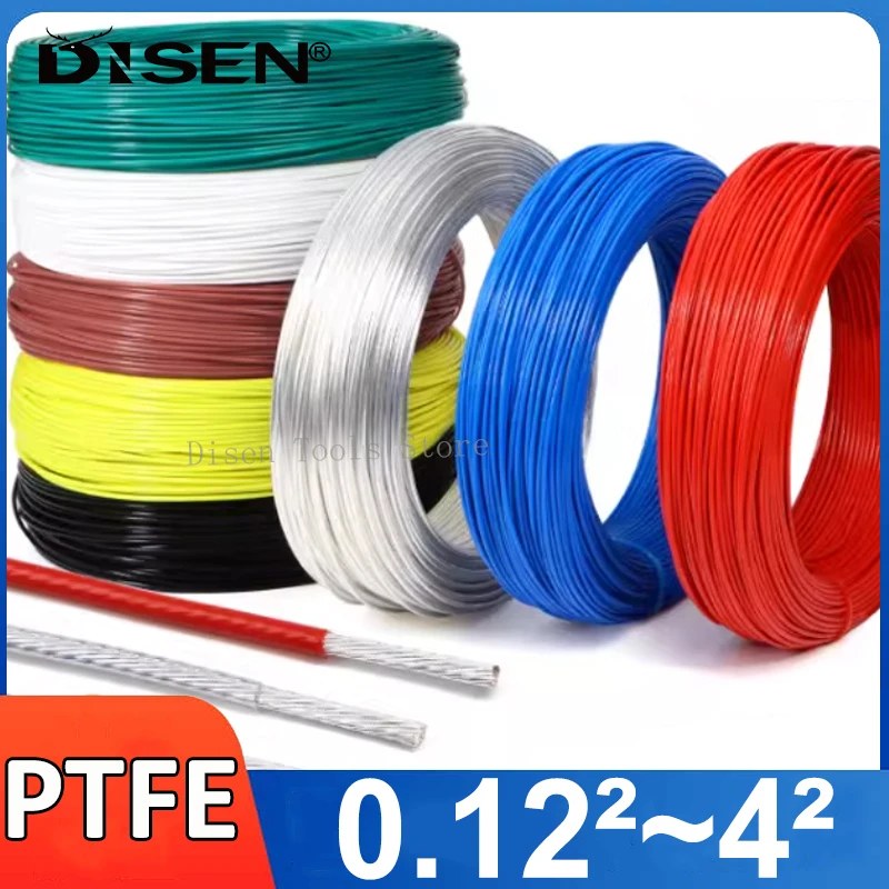 PTFE Silver Plated Wire Oxygen Free Copper High-temperature Wire 30 28AWG/0.12²~4² Headphone Connection Signal Wires Insulated