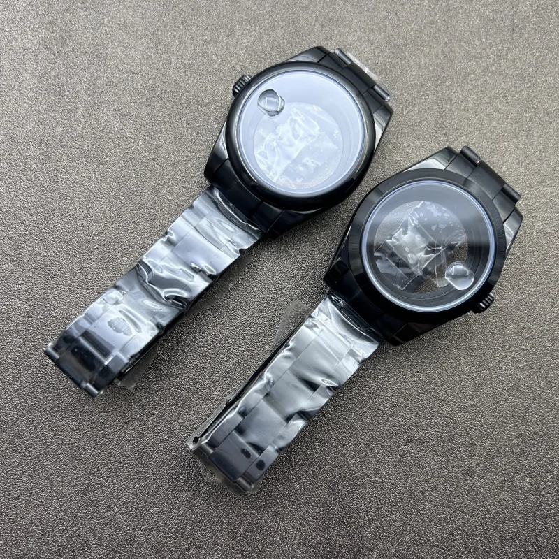 36/39 مللي متر لـ Oyster Perpetual حافظة من الفولاذ المقاوم للصدأ حزام مجموعة كاملة من حافظة مستديرة شطبة سوداء لحركة NH35/36