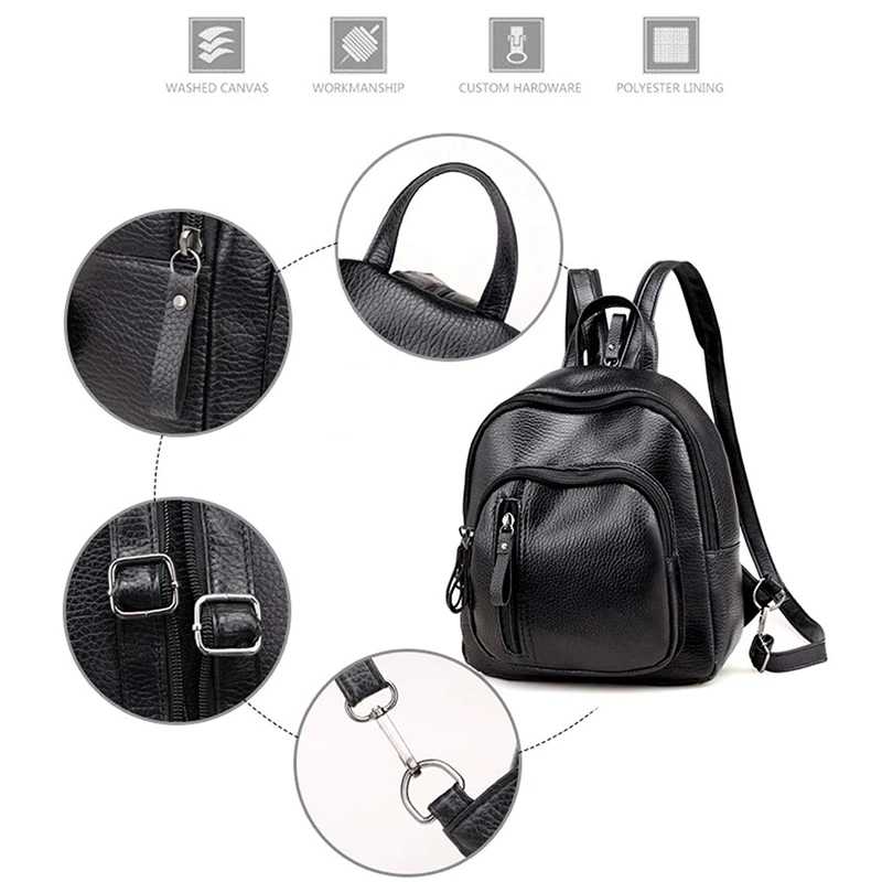 Mini Backpack, Classic PU Leather Travel Daypack Shoulder Bag For Women Girls