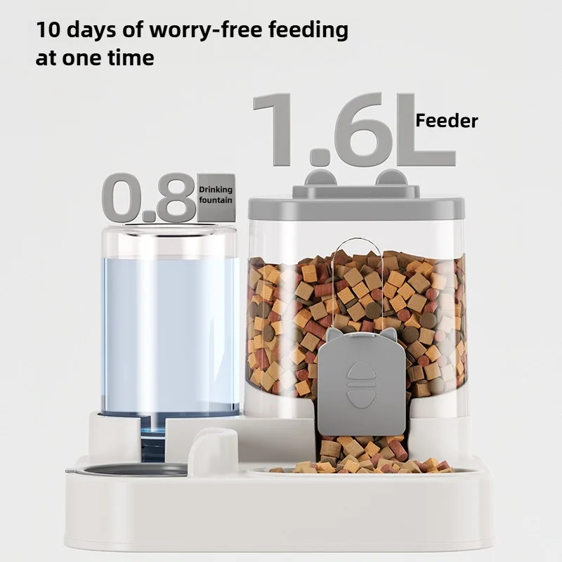 Cat Bowl Automatic Feeder with Spill Proof Design with Water Fountain Pet Food Dispenser for Small Medium Large Cats Dogs 3