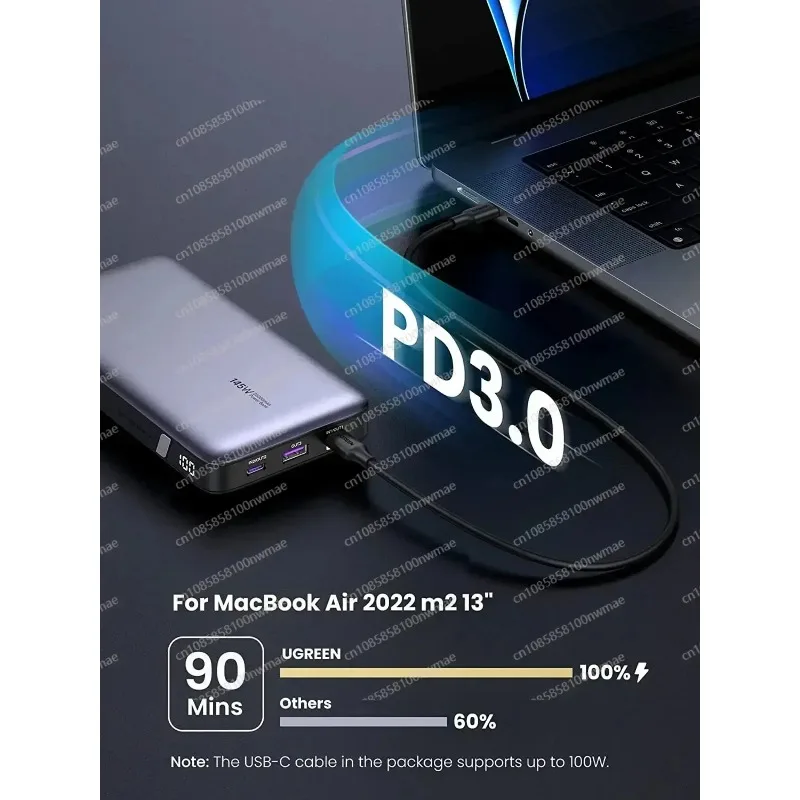 145W Power Bank 20000mAh 25000mAh Portable Charger USB C 3-Port PD3.0 Battery Pack Digital Display 65W Fast Recharge